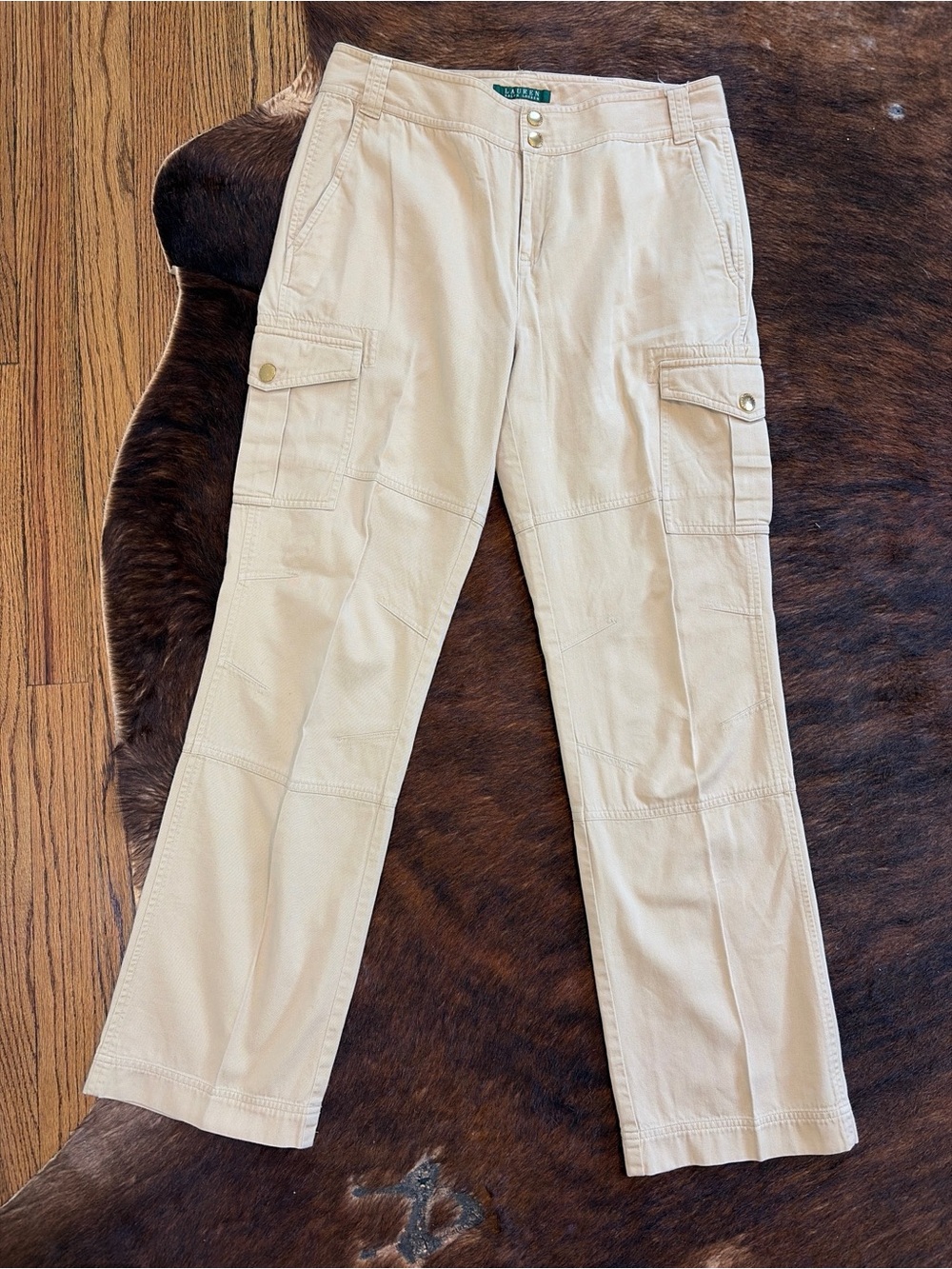 Lauren Ralph Lauren Women's Size 6 Tan Cargo Utility Pants Capsule Quiet Luxury
